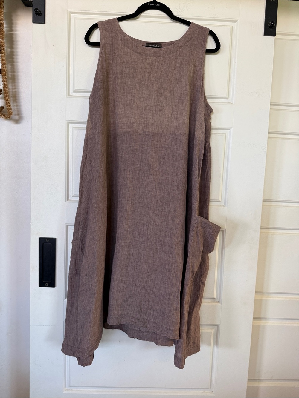 eskandar Sleeveless A-Line Linen Dress in Mauve